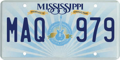 MS license plate MAQ979