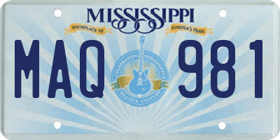MS license plate MAQ981