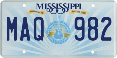 MS license plate MAQ982