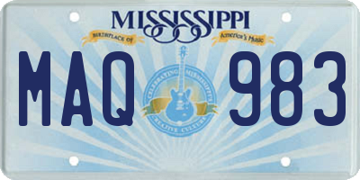 MS license plate MAQ983