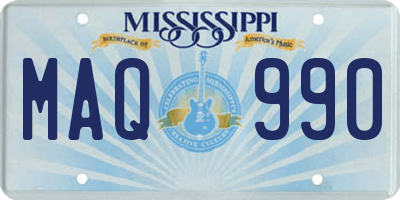 MS license plate MAQ990