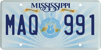 MS license plate MAQ991
