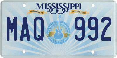 MS license plate MAQ992