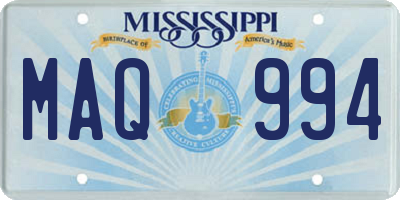 MS license plate MAQ994