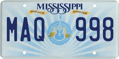 MS license plate MAQ998