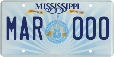 MS license plate MAR000