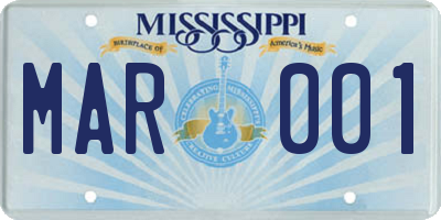 MS license plate MAR001