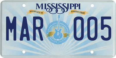 MS license plate MAR005