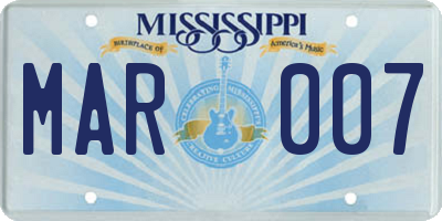 MS license plate MAR007