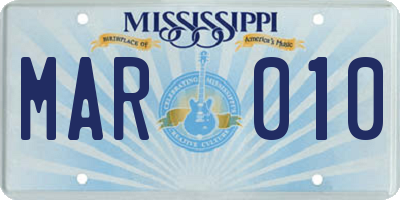 MS license plate MAR010