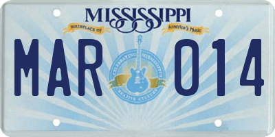 MS license plate MAR014