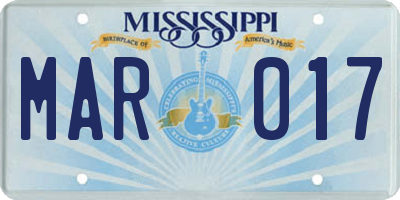 MS license plate MAR017