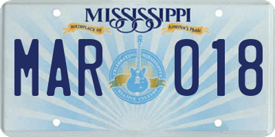 MS license plate MAR018