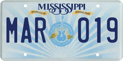 MS license plate MAR019
