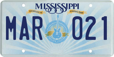 MS license plate MAR021