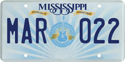 MS license plate MAR022