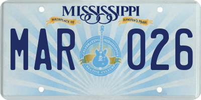 MS license plate MAR026