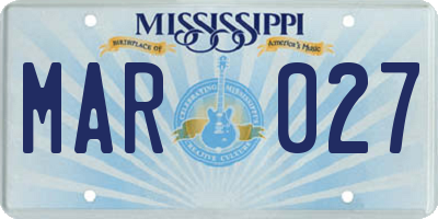 MS license plate MAR027