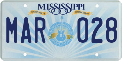 MS license plate MAR028