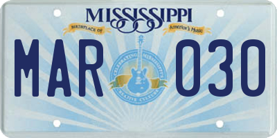 MS license plate MAR030