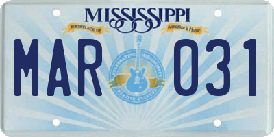 MS license plate MAR031