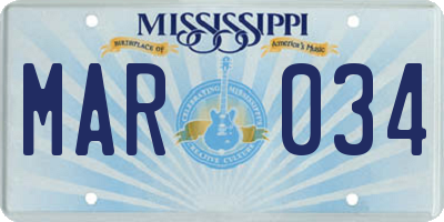 MS license plate MAR034