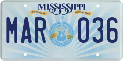 MS license plate MAR036
