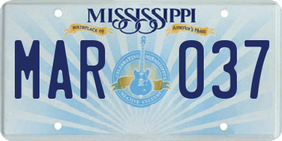 MS license plate MAR037