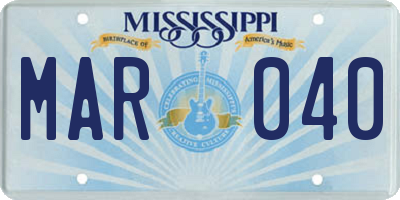 MS license plate MAR040