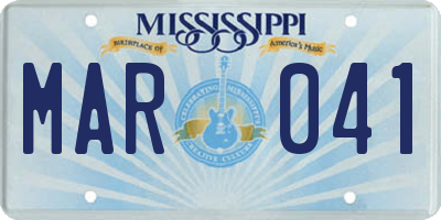 MS license plate MAR041