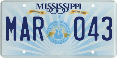 MS license plate MAR043