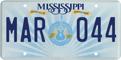 MS license plate MAR044
