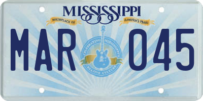 MS license plate MAR045