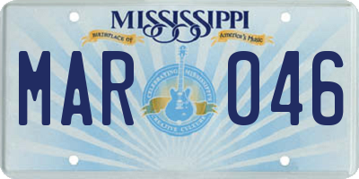 MS license plate MAR046