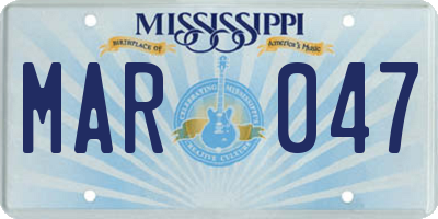 MS license plate MAR047