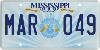 MS license plate MAR049