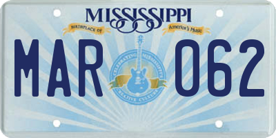 MS license plate MAR062