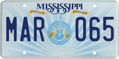 MS license plate MAR065