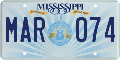 MS license plate MAR074