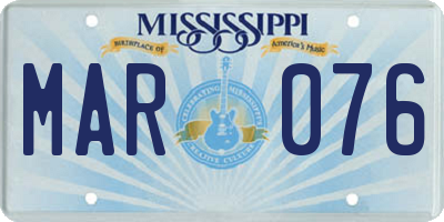 MS license plate MAR076