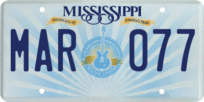 MS license plate MAR077