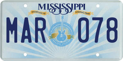 MS license plate MAR078