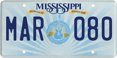 MS license plate MAR080