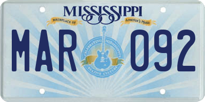 MS license plate MAR092