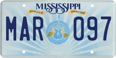 MS license plate MAR097