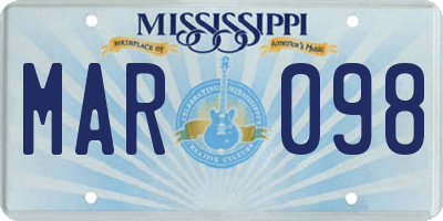 MS license plate MAR098