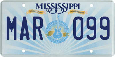 MS license plate MAR099