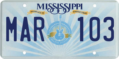 MS license plate MAR103
