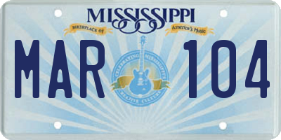 MS license plate MAR104