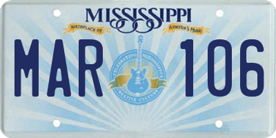 MS license plate MAR106